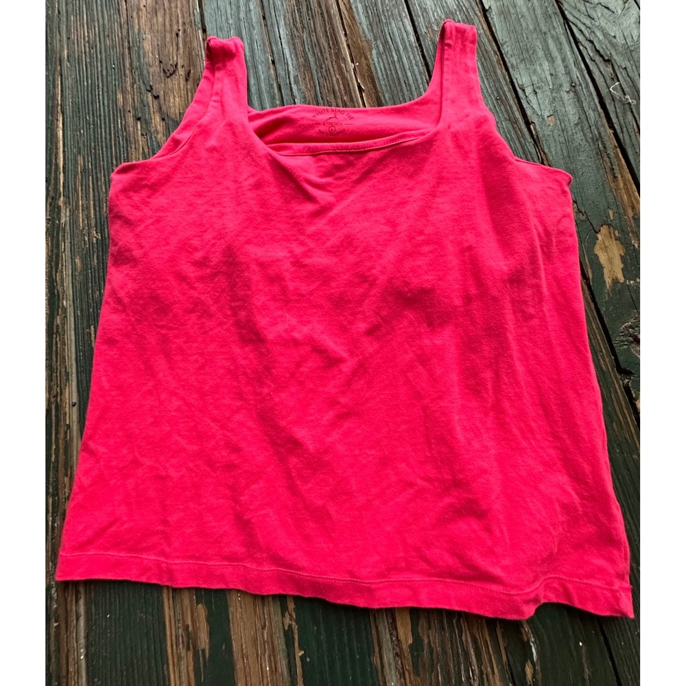 White Stag Tee Stretch Pink Tank Top Square Neck Sleeveless Shirt Womens Large